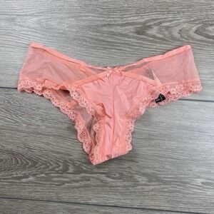 Victoria's Secret Women's Sheer Cheeky Underwear Bow Peach L New